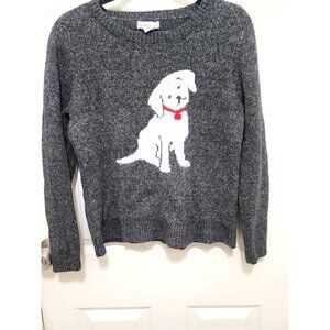 Cupcakes and Cashmere Women's Dog Sweater Gray Long Sleeve Crew Neck Size M